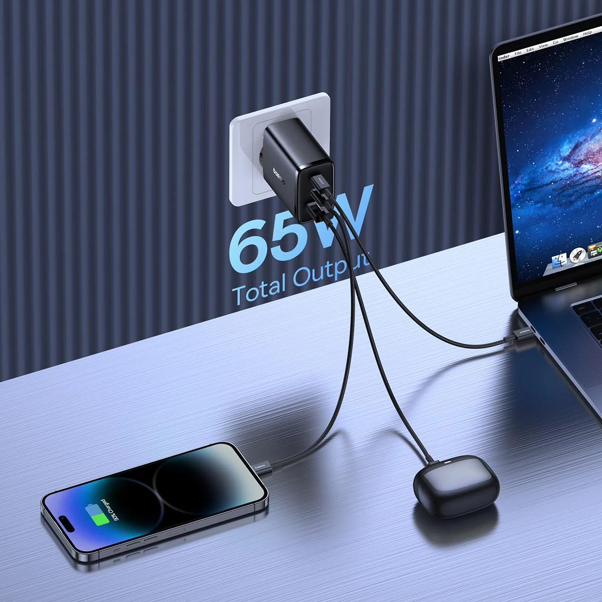 Baseus Cube Pro 3 Ports Fast Charger 65W - Image 7