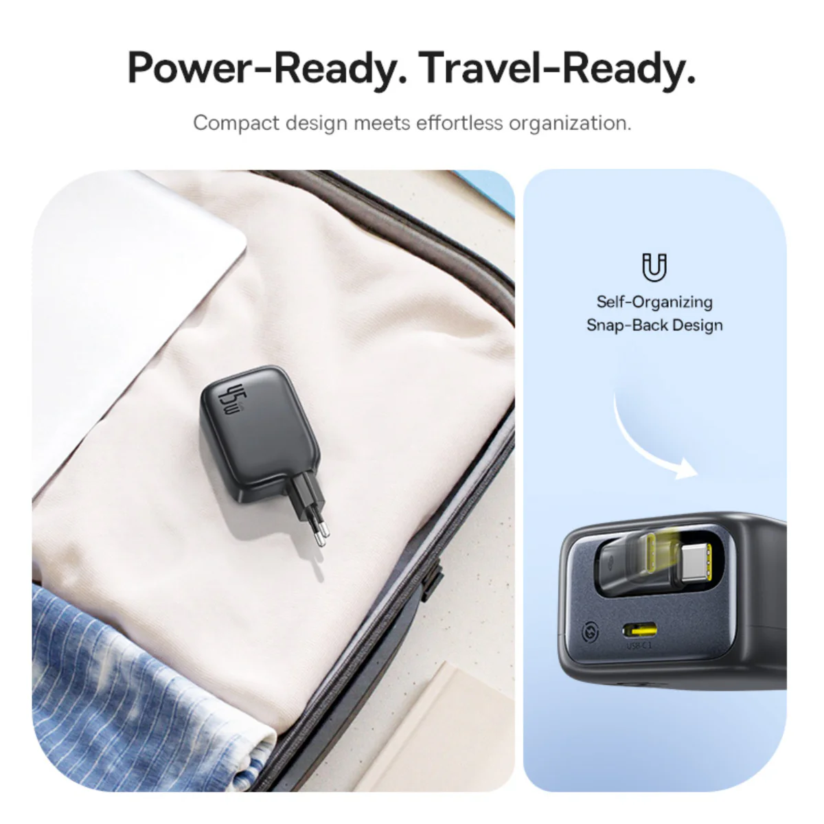 Baseus EnerCore CJ11 Fast Charger with Retractable Cable 2C 45W - Image 6