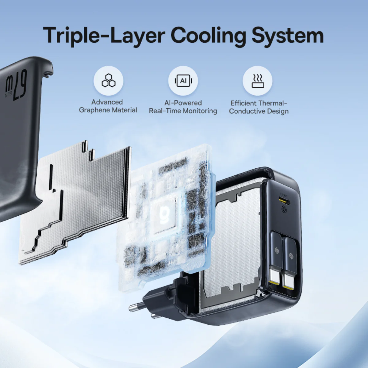 Baseus EnerCore CJ21 Fast Charger with Dual Retractable Cables 3C 67W - Image 7