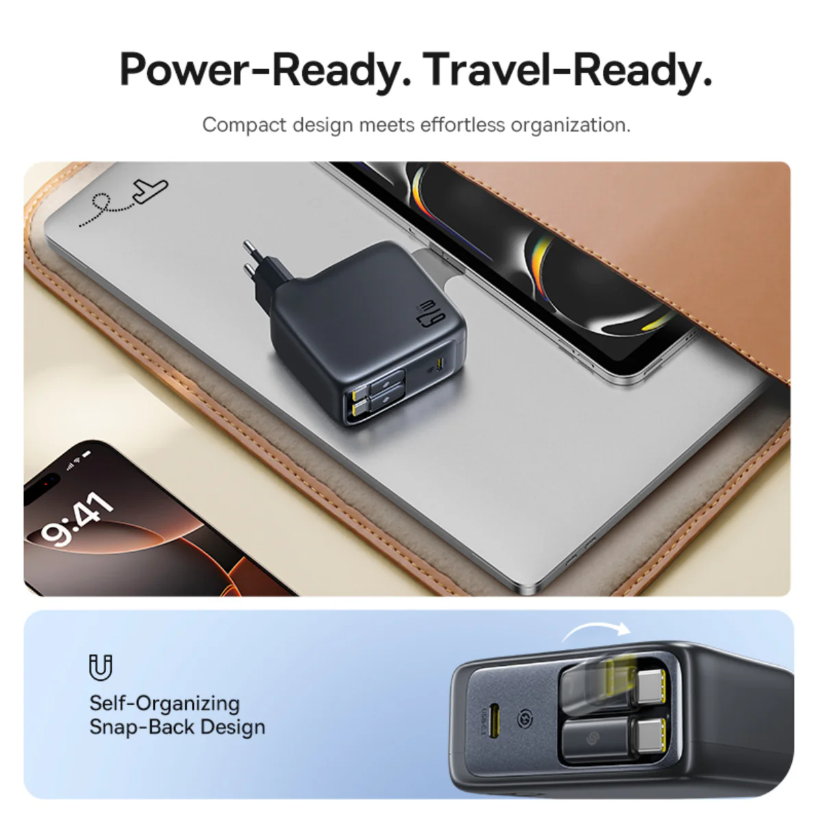 Baseus EnerCore CJ21 Fast Charger with Dual Retractable Cables 3C 67W - Image 8